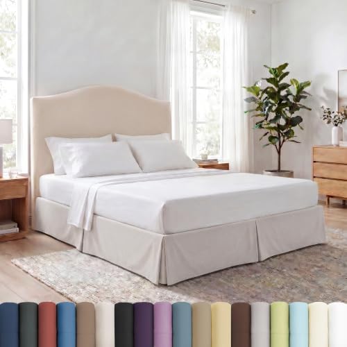 Southshore Fine Living King Bed Skirt 14 Inch Drop Pleated Natural Beige