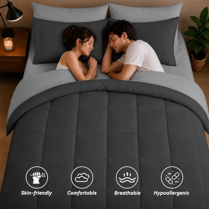 Anluoer King Size Comforter Set, 7 Piece Bed in a Bag King Bedding Sets
