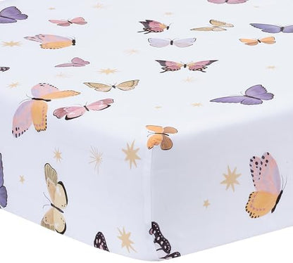 Lambs & Ivy Butterfly Dreams Pink/Gold 3-Piece Nursery Baby Crib Bedding Set