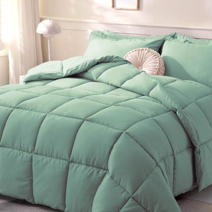 DOWNCOOL Comforters Twin Size, Sage Green Duvet Insert, Lightweight Quilt