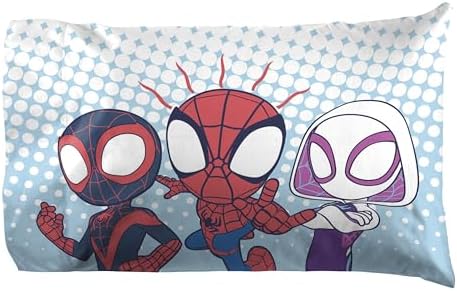 Jay Franco Kids Sheet Set with Fitted, Flat Sheets & Pillow Cover - Ultra-Soft Bedding with Pillowcase for Room Decor, Multi - Spidey & Friends, 3 Piece Toddler