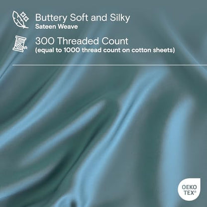 DOZ Duvet Cover Set, 100% Viscose derived from Bamboo, Organically Grown, Buttery Soft, Cooling Duvet Covers, High GSM, 1 Duvet Cover and 2 Pillowcases, 106"x90" (Teal, King/Cal King)