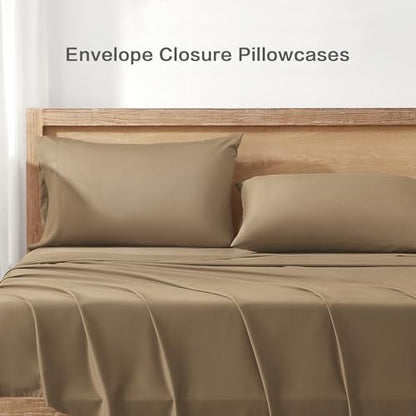 Andency Taupe King Size Sheets Set, 100% Viscose Derived from Bamboo, Cooling King Sheets, Deep Pocket Up to 16", Silky Soft Bed Sheets, Hotel Luxury Breathable Bedding Sheets & Pillowcases…