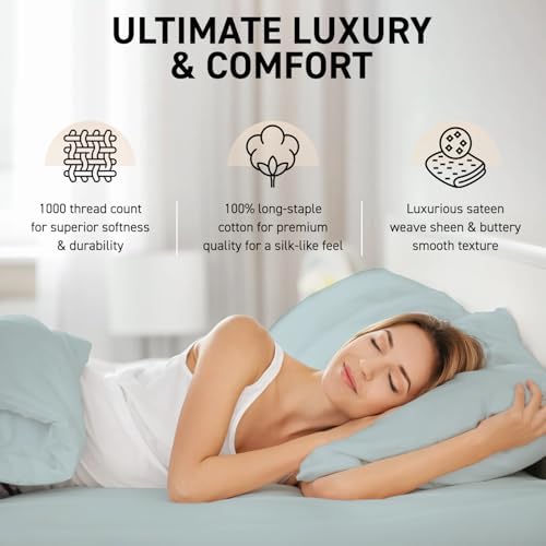 100% Egyptian Cotton California King Sheet Sets 6-PC 16" Deep, Light Blue