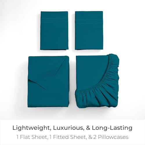 Mellanni Iconic 4-Piece Double-Brushed Microfiber Sheet Set (Queen, Teal)