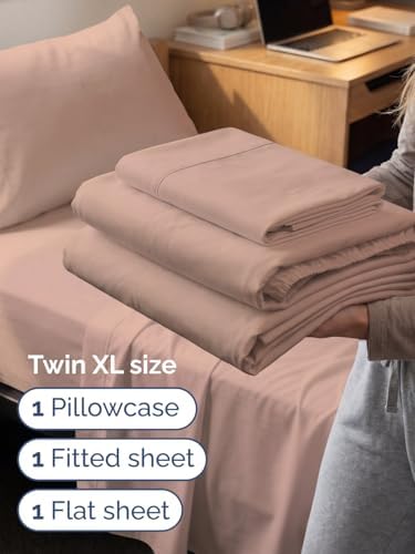 Extra Deep Twin XL Sheet Set - 3 Piece College Dorm Room - Mauve