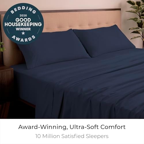 Mellanni Iconic 5-Piece, Ultra Soft Sheet Set (Split King, Navy Blue)