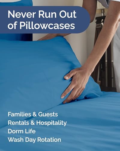 King Standard Pillow Cases Set of 10 - Soft Pillowcase Covers - Denim Blue
