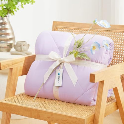 Cozy Bliss Cooling Comforter Queen Size, Cooling Blankets for Hot Sleepers and Night Sweats, Purple Summer Comforter for Queen Size Bed, Breathable Soft Lightweight Silk Smooth