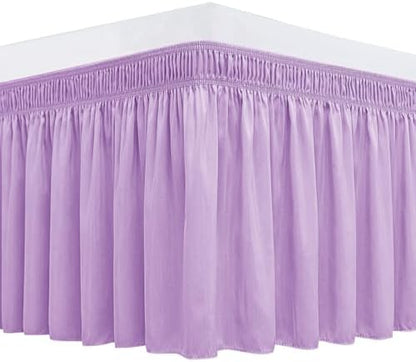 Wrap Around Bed Skirt King Size 15 Inch Drop-Elastic Dust Ruffle Violet