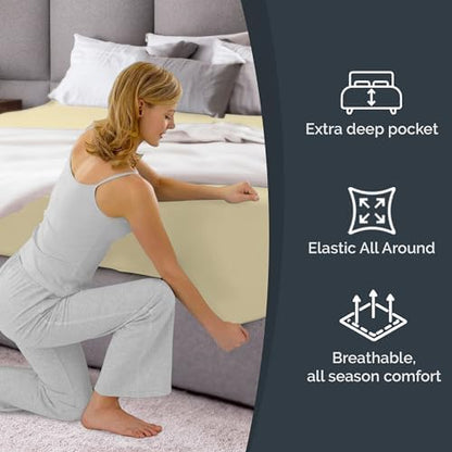 CGK Linens Extra Deep King Fitted Sheet - Fitted Sheet Only - Off White