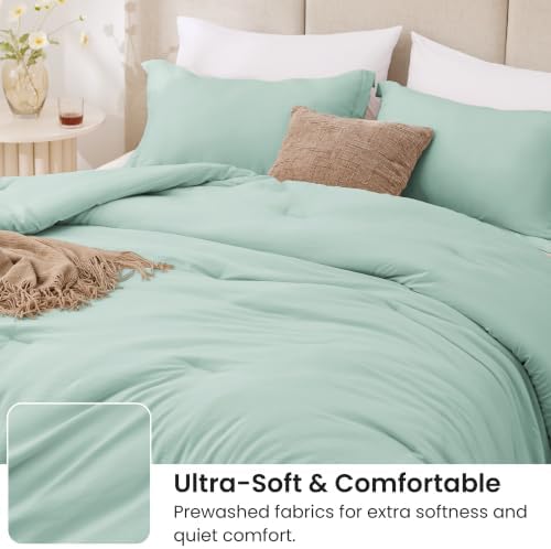 Love's cabin Aqua King Size Comforter Set, 3-Piece Prewashed Bed Set