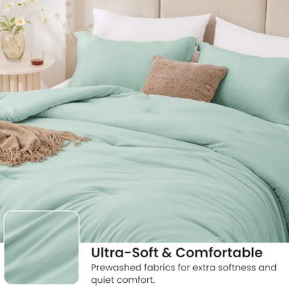Love's cabin Aqua King Size Comforter Set, 3-Piece Prewashed Bed Set