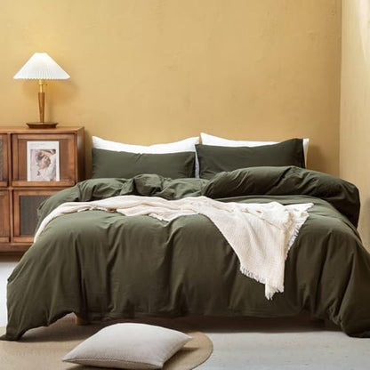 FOSSA Duvet Cover Set 100% Washed Cotton Linen Feel Oversized King