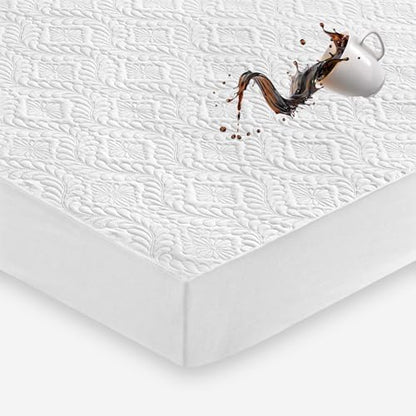Sufdari Full Waterproof Mattress Protector, Waterproof Mattress Cover,Breathable & Noiseless Mattress Pad, Waterproof Quilted Fitted Sheet Fits Up to 8-18" Deep Pocket