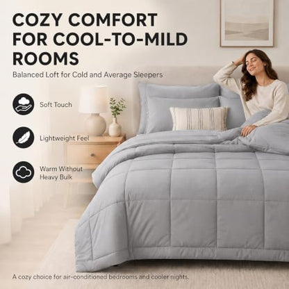 CozyLux Full Size Comforter Sets French Grey - 7 Pieces Bed in a Bag