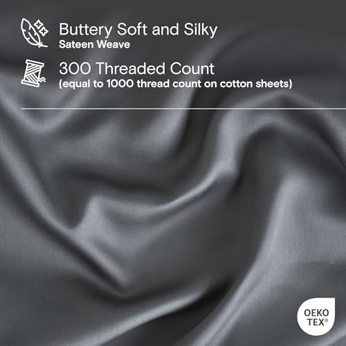 DOZ Duvet Cover Set, 100% Viscose derived from Bamboo, Organically Grown, Buttery Soft, Cooling Duvet Covers, High GSM, 1 Duvet Cover and 2 Pillowcases, 90"x90" (Storm, Full/Queen)