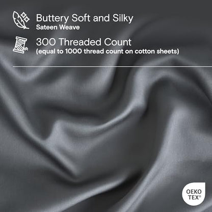 DOZ Duvet Cover Set, 100% Viscose derived from Bamboo, Organically Grown, Buttery Soft, Cooling Duvet Covers, High GSM, 1 Duvet Cover and 2 Pillowcases, 90"x90" (Storm, Full/Queen)