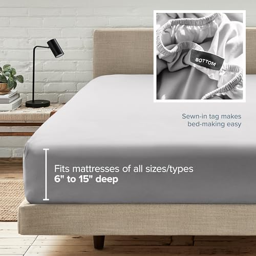 Bare Home Full XL Fitted Sheet - 1800 Ultra-Soft (Full XL, Light Grey)