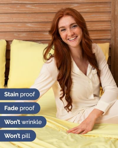 Extra Deep Flex Top Split Head King Sheet Set - 6pc Cooling Sheets - Yellow