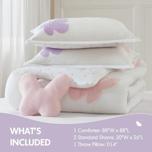 Intelligent Design Kids Girls Butterflies Multi Queen Comforter Set, 4pc