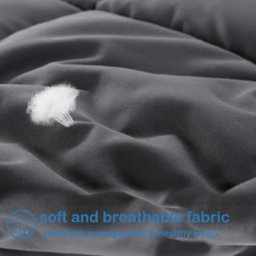EASELAND Queen Size Down Alternative Comforter, Dark Grey, 88x88 Inches