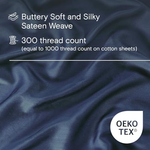 Sijo AiryWeight Tencel Sheet Set, 100% Lyocell Derived from Eucalyptus, Buttery Soft, Architectural Digest Best Cooling Sheets Winner - 3pc - 2 Pillowcases 1 Fitted (Sapphire, Cal King)
