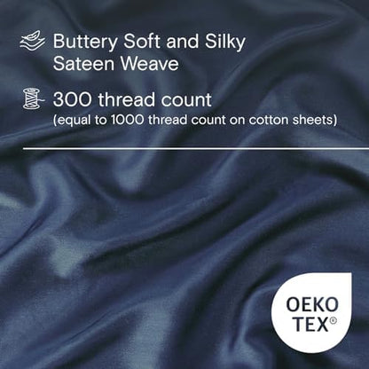 Sijo AiryWeight Tencel Sheet Set, 100% Lyocell Derived from Eucalyptus, Buttery Soft, Architectural Digest Best Cooling Sheets Winner - 3pc - 2 Pillowcases 1 Fitted (Sapphire, Cal King)