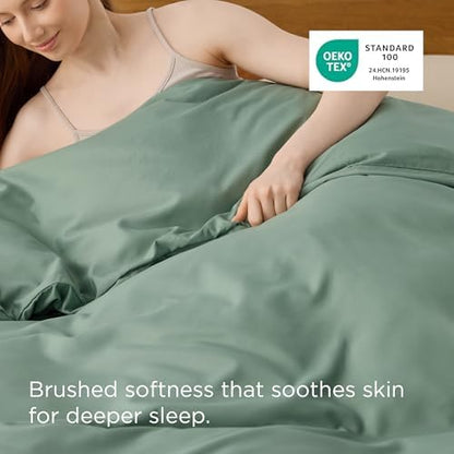 Bedsure Duvet Cover Queen Size, 1Pc Soft Double Brushed Bedding, Sage Green