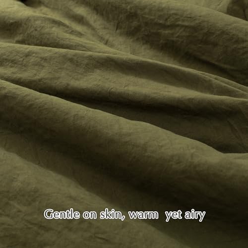HIG 4pc 2-in-1 Queen Comforter Set with Detachable Fluffy Blanket, Olive
