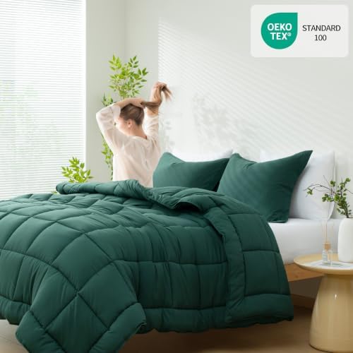 HIG 3pc Emerald Full Size Bedding Comforter Set Duvet Insert Blanket