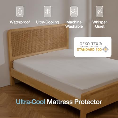Coop Home Goods Ultra-Cool Waterproof Mattress Protector, King, Cooling Mattress Protector, Machine Washable Cooling Bed Cover, Low-Noise Waterproof Bed Cover, King (78x80)