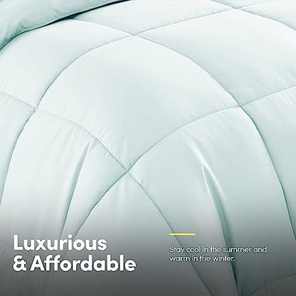 Sweet Home Collection 5 Piece Comforter Set Bag Solid Color All Season Soft Down Alternative Blanket & Luxurious Microfiber Bed Sheets, Aqua, Twin XL