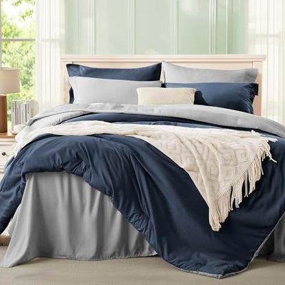 Anluoer Queen Comforter Set 7 Piece, Soft Bed in a Bag Queen Bedding Sets