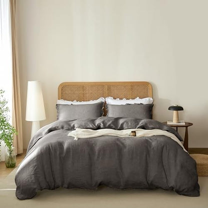 Talasily 100% French Linen Oversized King Duvet Cover Set, Organic Linen