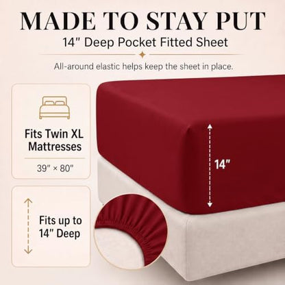 CozyLux Twin XL Comforter Dark Red, 5 Pieces Bed in a Bag