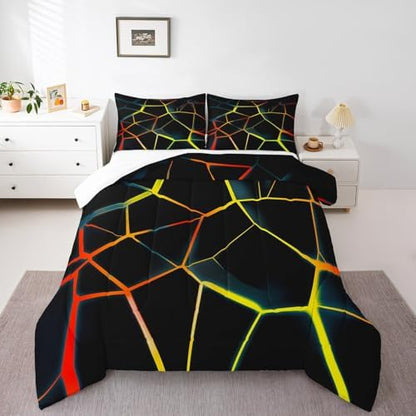 Feelyou Honeycomb Comforter Set Yellow Stereoscopic Honeycomb Comforter for Kids Boys Girls y2k Hexagonal Bedding Set Beehive Hexagon Duvet Set Simplistic Room Decor Quilt Twin Size Boys