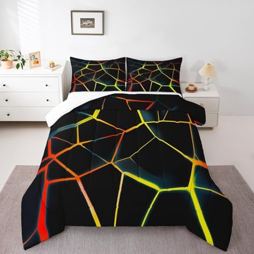 Feelyou Honeycomb Comforter Set Yellow Stereoscopic Honeycomb Comforter for Kids Boys Girls y3k Hexagonal Bedding Set Beehive Hexagon Duvet Set Simplistic Room Decor Quilt Full Size Boys