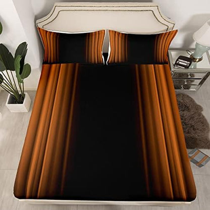 Feelyou Abstract Ombre Bed Sheets Kids Teens Brown and Black Bedding Set Room Decor 3Pcs Full Size