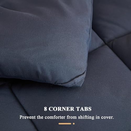 MIOTO 128x120 Oversized King Comforter, Extra Large King Size Comforter Oversized, All Season Soft Lightweight Quilt Down Alternative Duvet Insert with 8 Corner Tabs, Grey