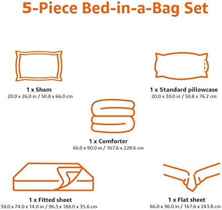 Amazon Basics 5-Piece Soft Microfiber Kid's Bed-in-a-Bag Bedding Set with Comforter, Sheets, Sham and Pillowcase, Twin, Butterfly Friends