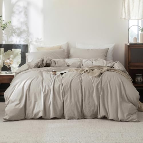 FOSSA Duvet Cover Set 100% Washed Cotton Linen Feel Oversized King