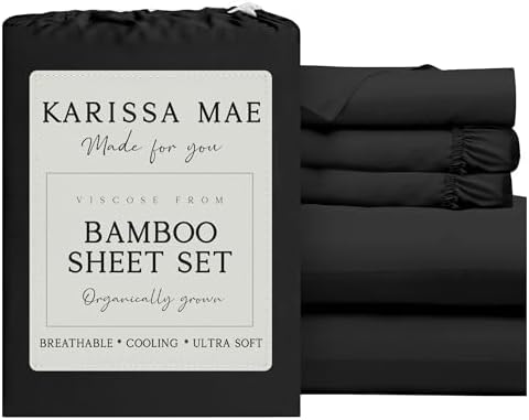 KARISSA MAE Luxury Bamboo Viscose Split King Size Sheet Set, FSC Certified