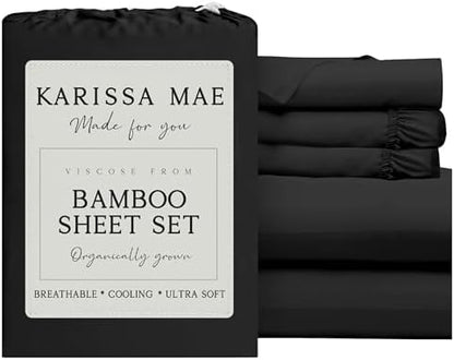 KARISSA MAE Luxury Bamboo Viscose Split King Size Sheet Set, FSC Certified