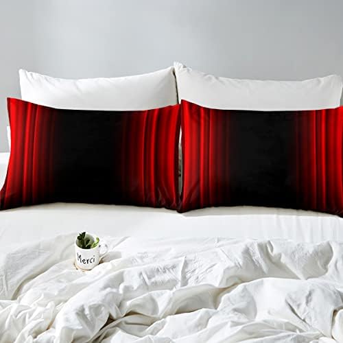 Feelyou Abstract Ombre Decor Bed Sheets Kids Teens Red and Black Sheet Set Fashion Sheets Girls Boys Room Decor Queen Size,1 Flat Sheet +1 Fitted Sheet+2 Pillowcases,4Pcs Bedding