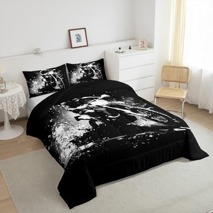 Feelyou Dirt Bike Comforter Set Queen Size Extreme Sports Bedding Set