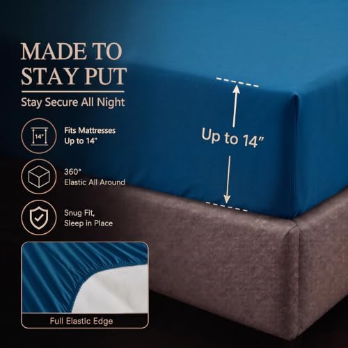 CozyLux Full Size Comforter Sets Teal, 7 Pieces Pintuck Bed in a Bag