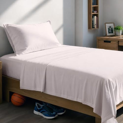 SUPREME ELEGANCE 100% Organic Cotton Sheets Set Twin XL, Percale, Blush