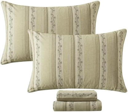 FADFAY 100% Cotton Twin XL Bed Sheet Set for College Dorms, Woven Jacquard Floral, Soft & Breathable, Deep Pocket Fitted Sheet, Envelope Pillowcase, Luxury Farmhouse & Cottagecore Bedding 4Pcs