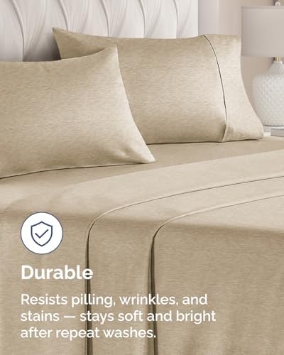 King Standard Pillow Cases Set of 6 - Pillowcase Covers - Heathered Beige